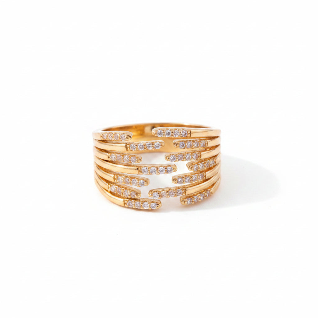 The Linear Tri-Band Hollow Statement Ring