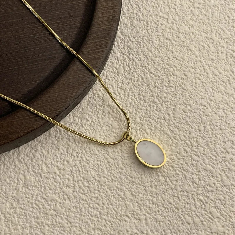 The Soraya Waterproof Oval Mother of Pearl Necklace