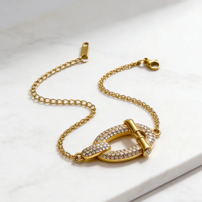 The Riviera PVD Gold Plated Interlocking Shimmer Chain