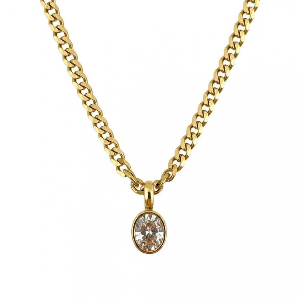 The Selena Waterproof Oval Zircon Curb Chain