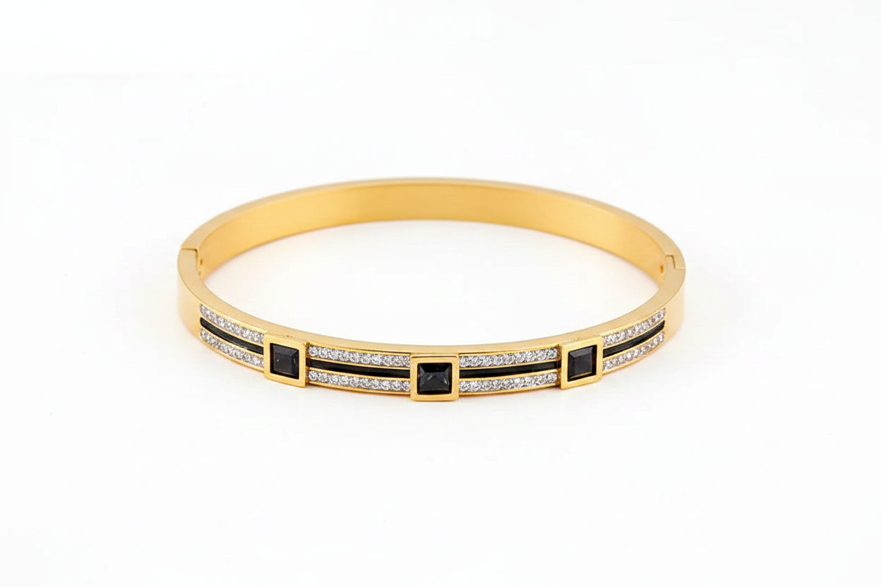 The Noir Éclipse Bangle | 18K Gold PVD