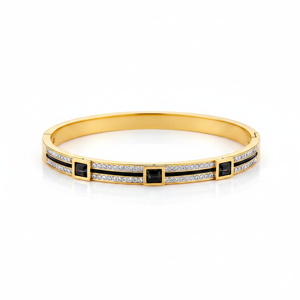 The Noir Éclipse Bangle | 18K Gold PVD