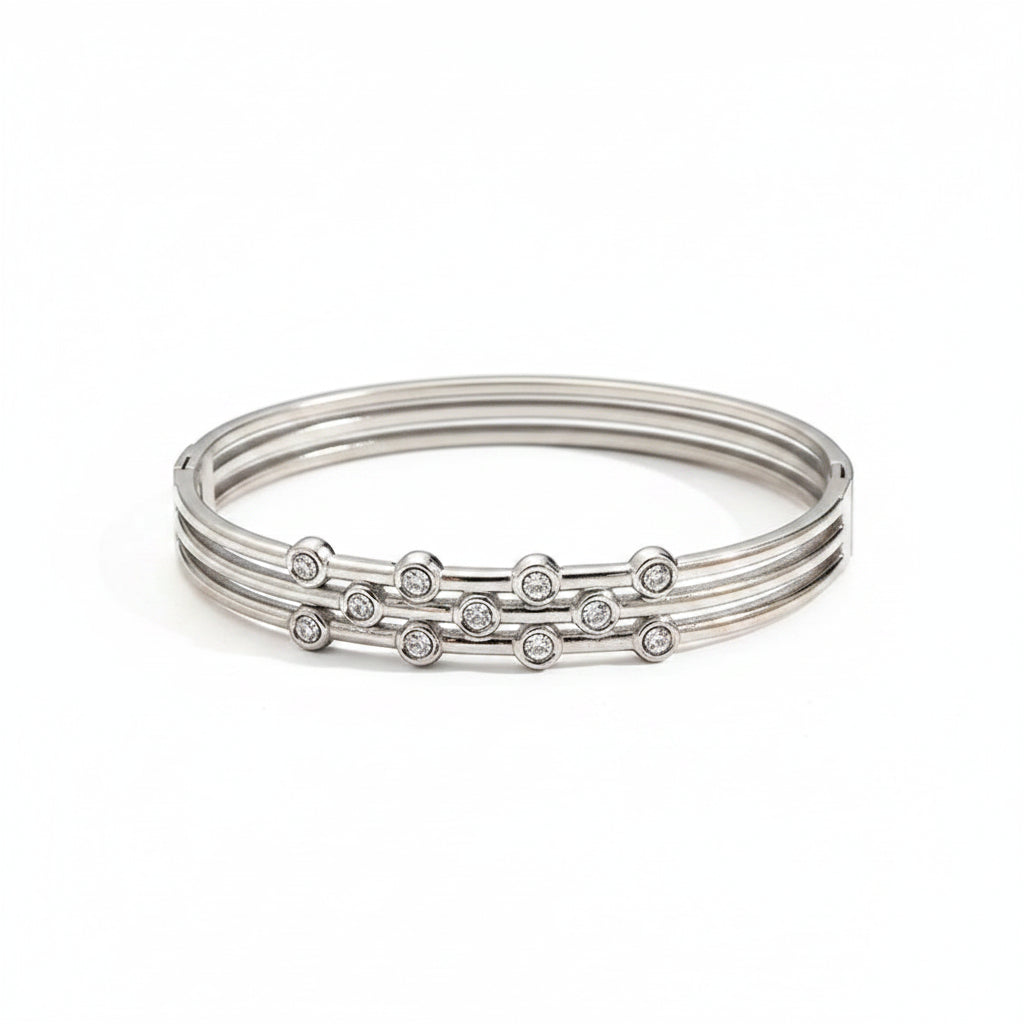The Talia Triple-Row Bangle | 18K Gold PVD
