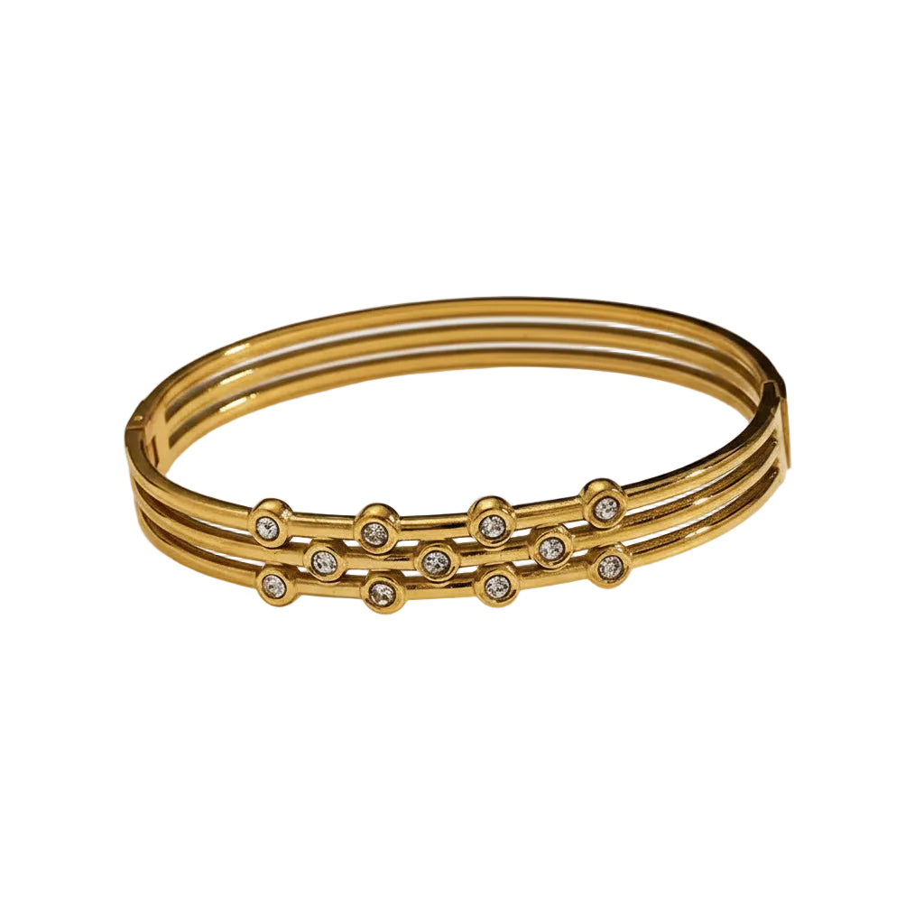 The Talia Triple-Row Bangle | 18K Gold PVD
