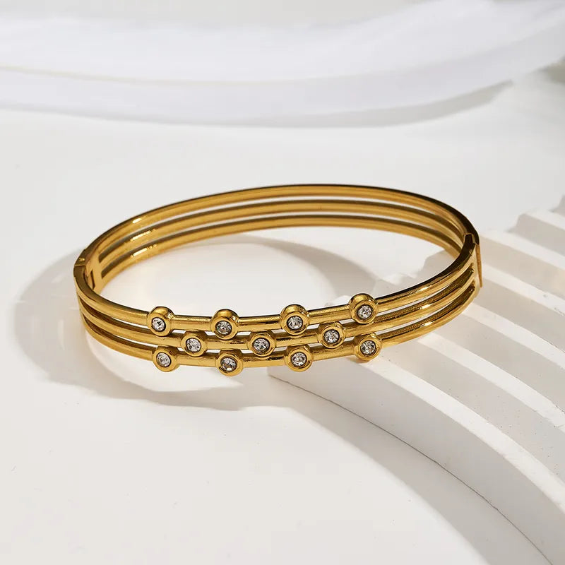 The Talia Triple-Row Bangle | 18K Gold PVD