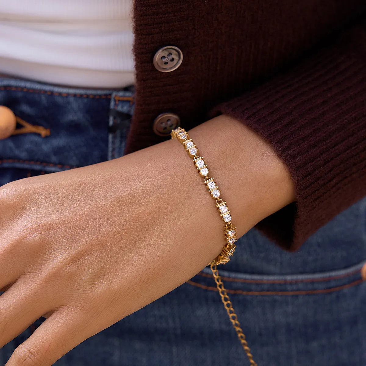 The Diamond-Cut Architectural Geometric Non-Tarnish Tennis Chain