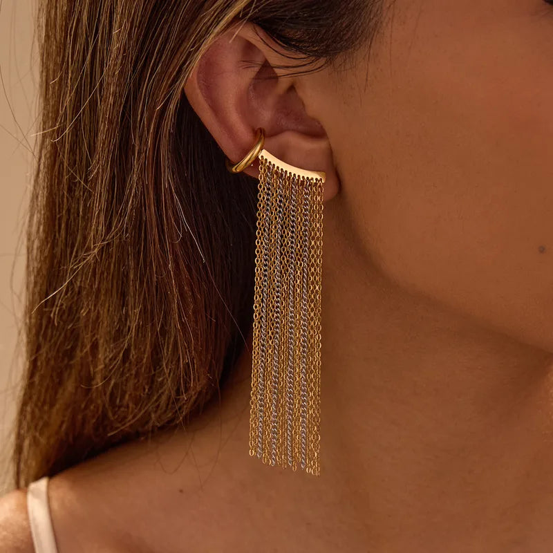 The Valkyrie Waterproof 18K Gold Mixed-Metal Waterfall Ear Cuff
