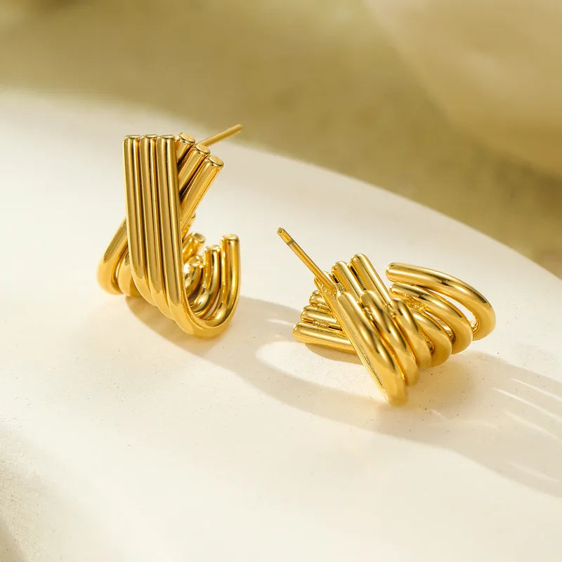 The Celine 18K Gold PVD Coated Chunky Sculptural Earrings