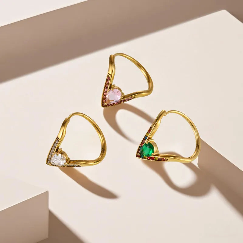 The Iris Waterproof 18K Gold Rainbow V-Shape Wishbone Ring