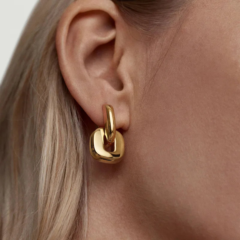 The Soren 18K Gold PVD Coated Sculptural Chain Link Studs
