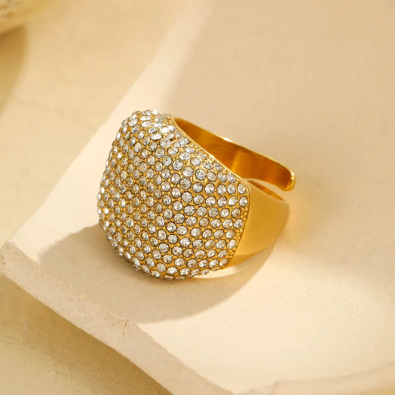 The Nova Gold PVD Coated Adjustable Asymmetric Zircon Band