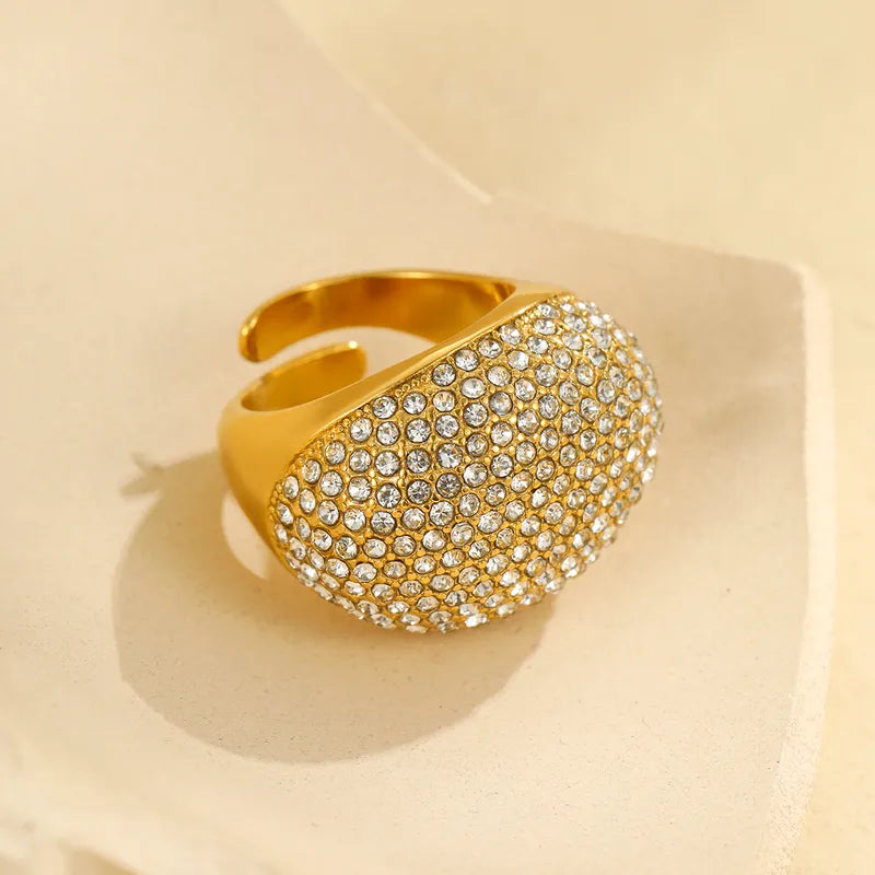 The Nova Gold PVD Coated Adjustable Asymmetric Zircon Band