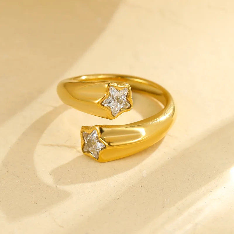 The Nova Gold PVD Coated Adjustable Asymmetric Zircon Band