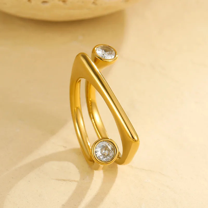The Nova Gold PVD Coated Adjustable Asymmetric Zircon Band