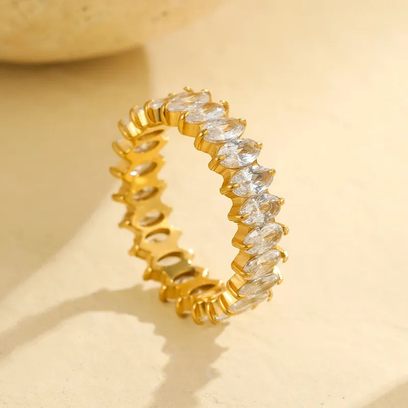 The Nova Gold PVD Coated Adjustable Asymmetric Zircon Band