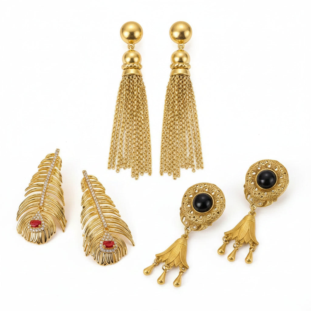 The Valerie Antique Gold Tassel Statement Earrings