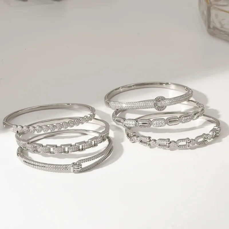 The Diana Fluted Geometric Zircon Bangle