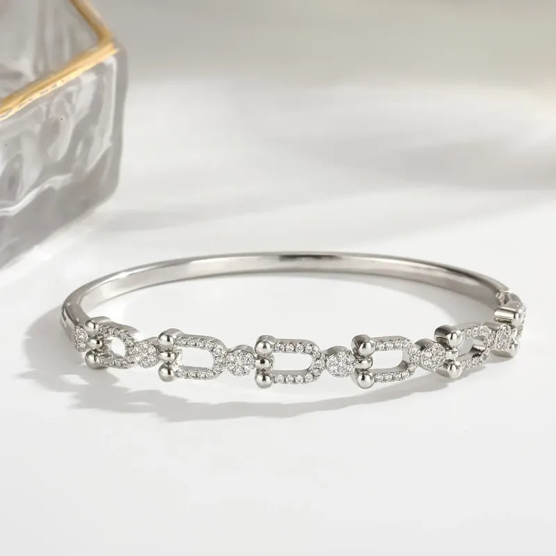 The Diana Fluted Geometric Zircon Bangle