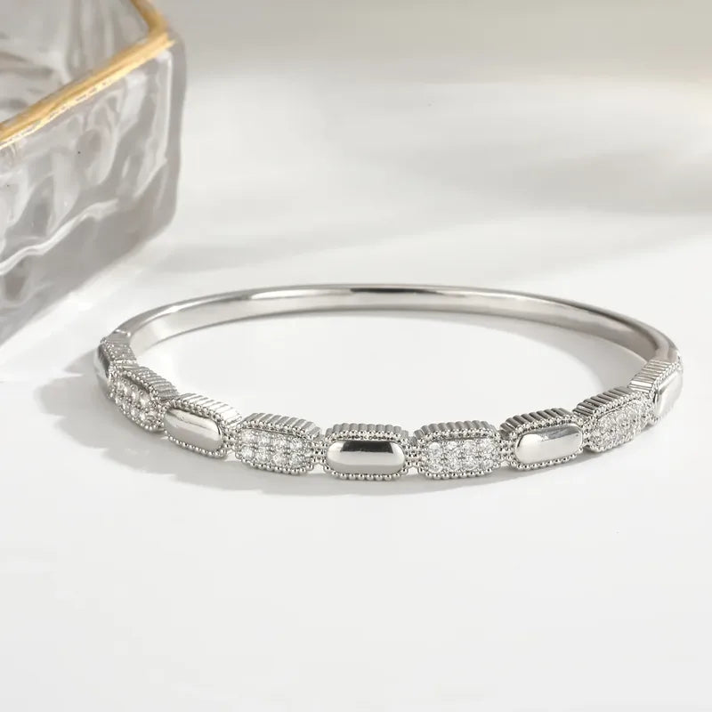 The Diana Fluted Geometric Zircon Bangle