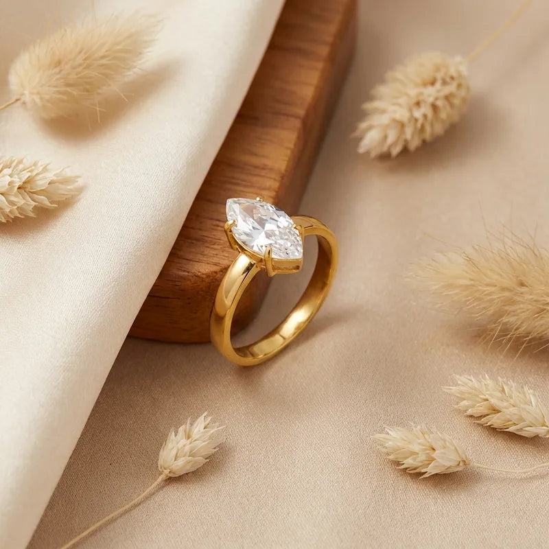 The Signet Waterproof 18K Gold Chunky Teardrop Zircon Ring