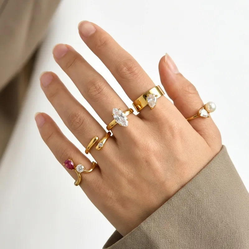 The Signet Waterproof 18K Gold Chunky Teardrop Zircon Ring