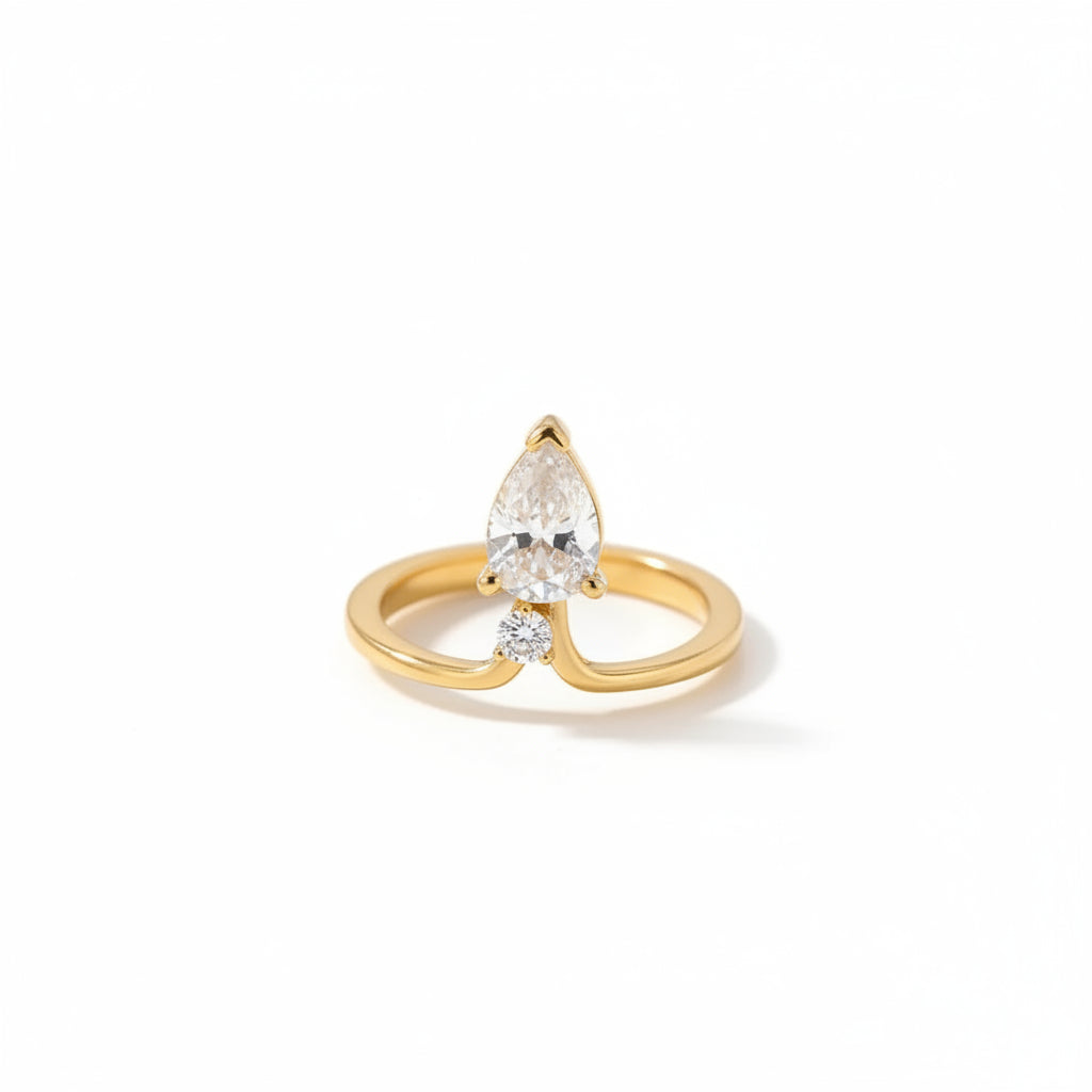 The Lyra Gold PVD Coated Fluid Water Drop Claw Ring