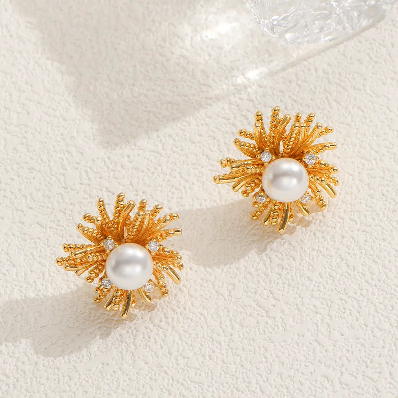 The Aurelia Waterproof Baroque Pearl Sunburst Studs