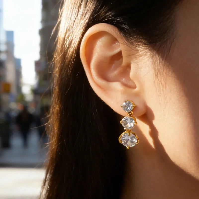 The Grace Waterproof Tiered Zircon Drop Earrings