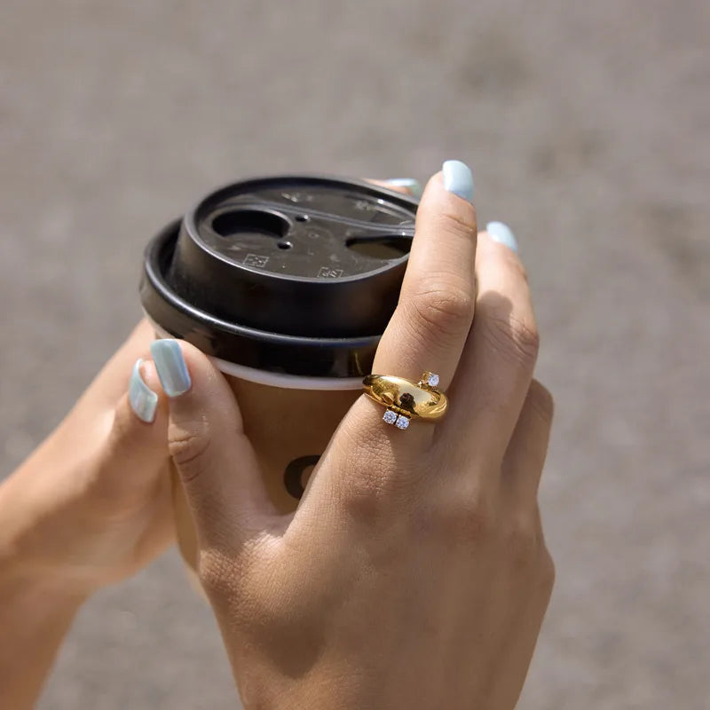 The Freya Hypoallergenic Abstract Round Statement Dome Ring