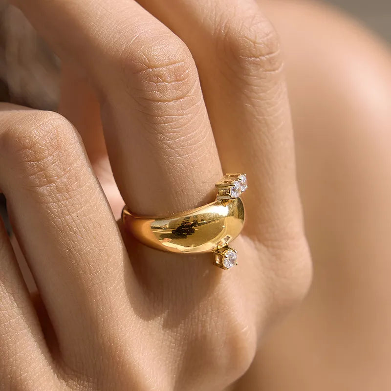 The Freya Hypoallergenic Abstract Round Statement Dome Ring