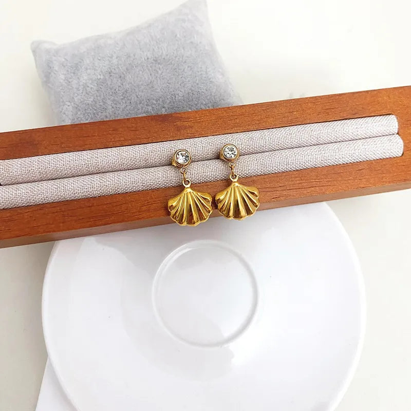 The Siren Crystal & Golden Shell Earrings