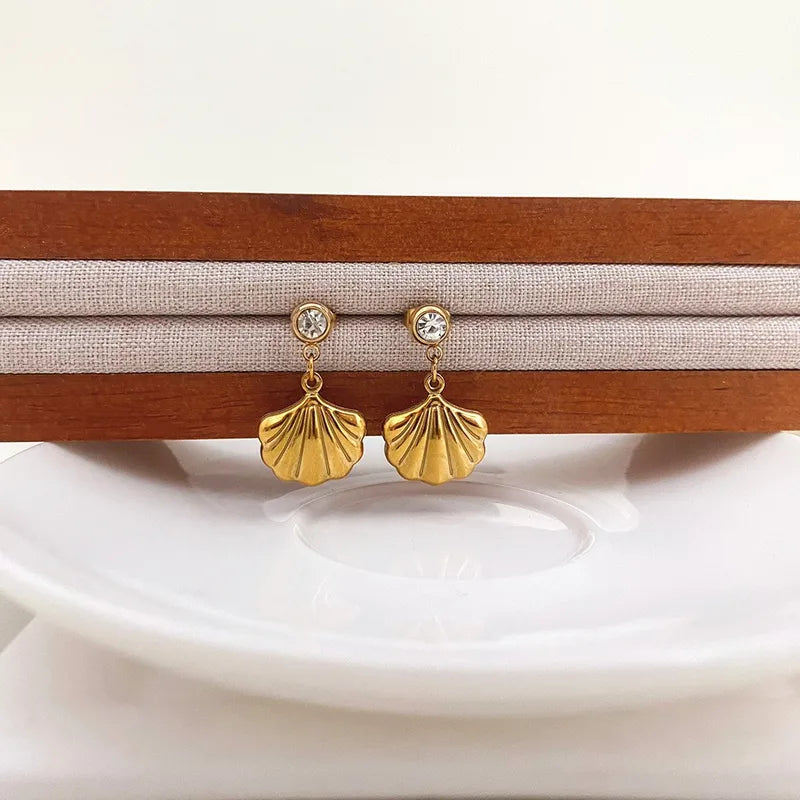 The Siren Crystal & Golden Shell Earrings