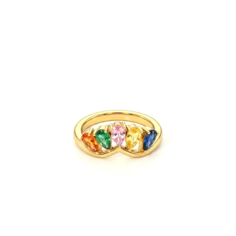 The Tiara Waterproof 18K Gold Curved Teardrop Zircon Ring