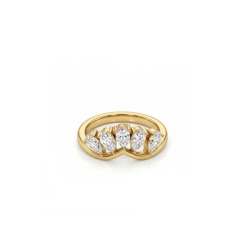 The Tiara Waterproof 18K Gold Curved Teardrop Zircon Ring