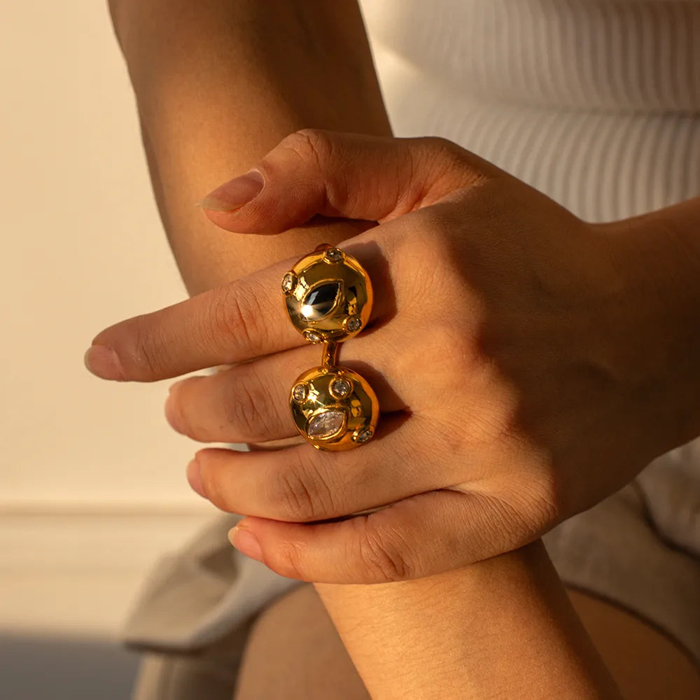 Tarnish-Free 316L Stainless Steel Bold Celestial Cocktail Ring