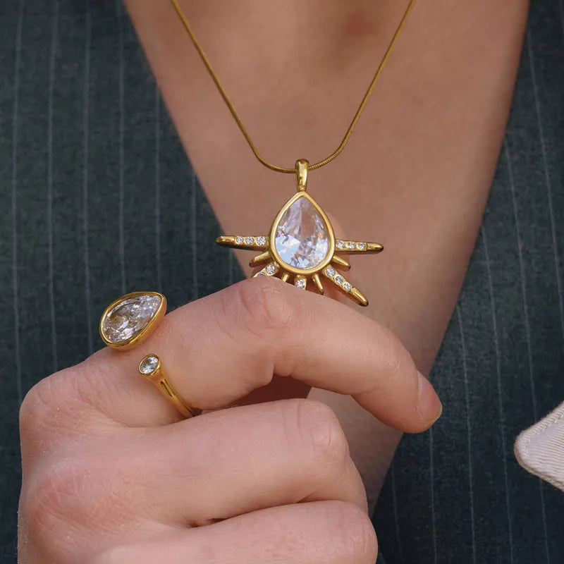 The Helios Radiant Teardrop Zircon Non-Tarnish Choker