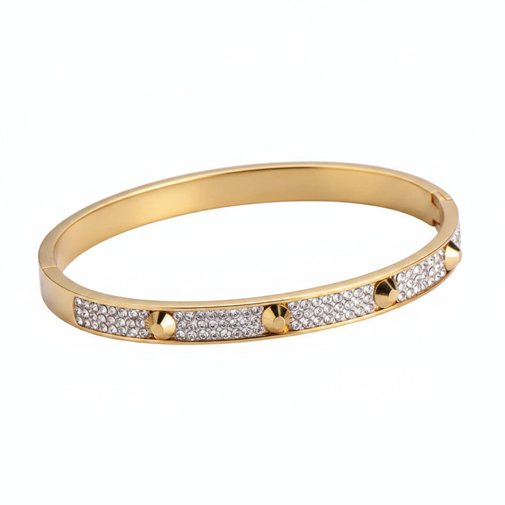 The Bold Horizon Rhinestone Studded Statement Bangle