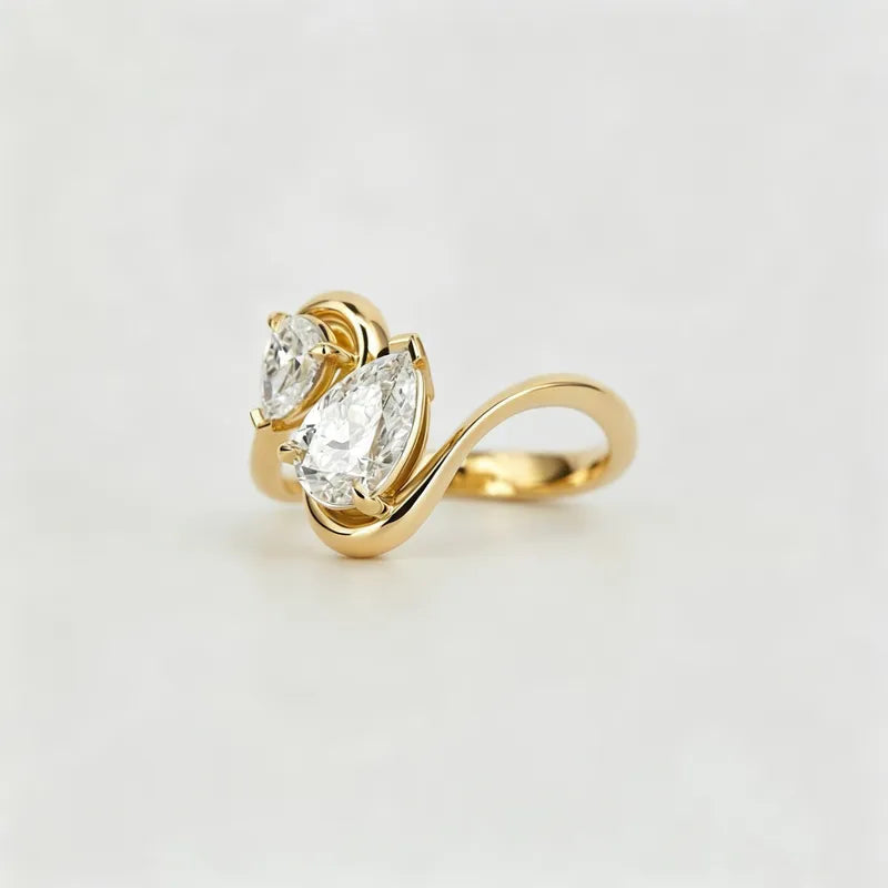 The Vintage Pear-Cut Asymmetrical Statement Ring