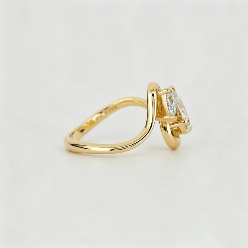 The Vintage Pear-Cut Asymmetrical Statement Ring