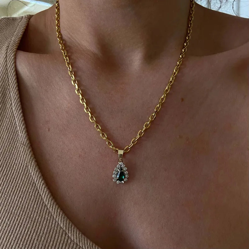 The Diana Vintage Emerald & Ruby Teardrop Pendant