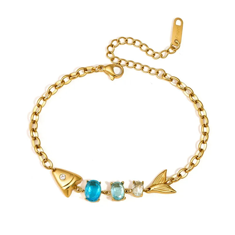 Maris Non-Tarnish Marine Blue Crystal Charm Bracelet
