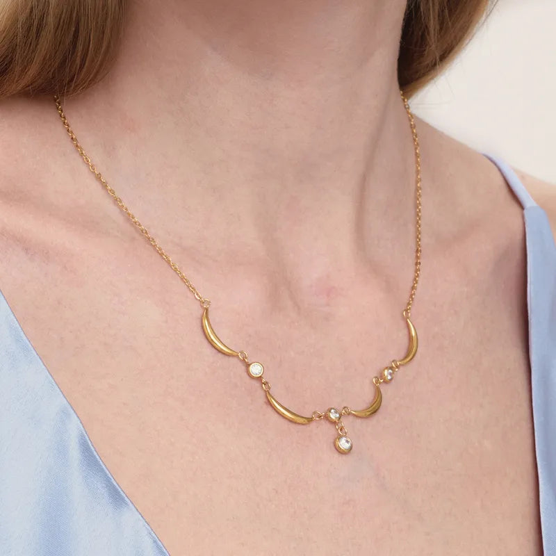 The Selena Waterproof 18K Gold Crescent Moon Choker