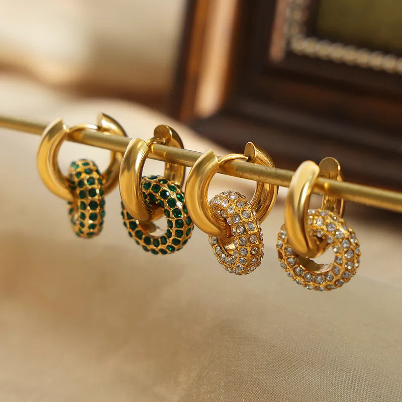 The Diana 18K Gold Plated Waterproof Crystal Chunky Hoops