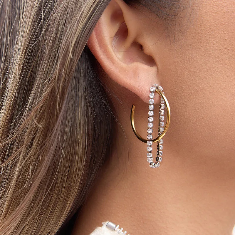 The Iris Waterproof 18K Gold Two-Tone Interlocking Hoop Drops