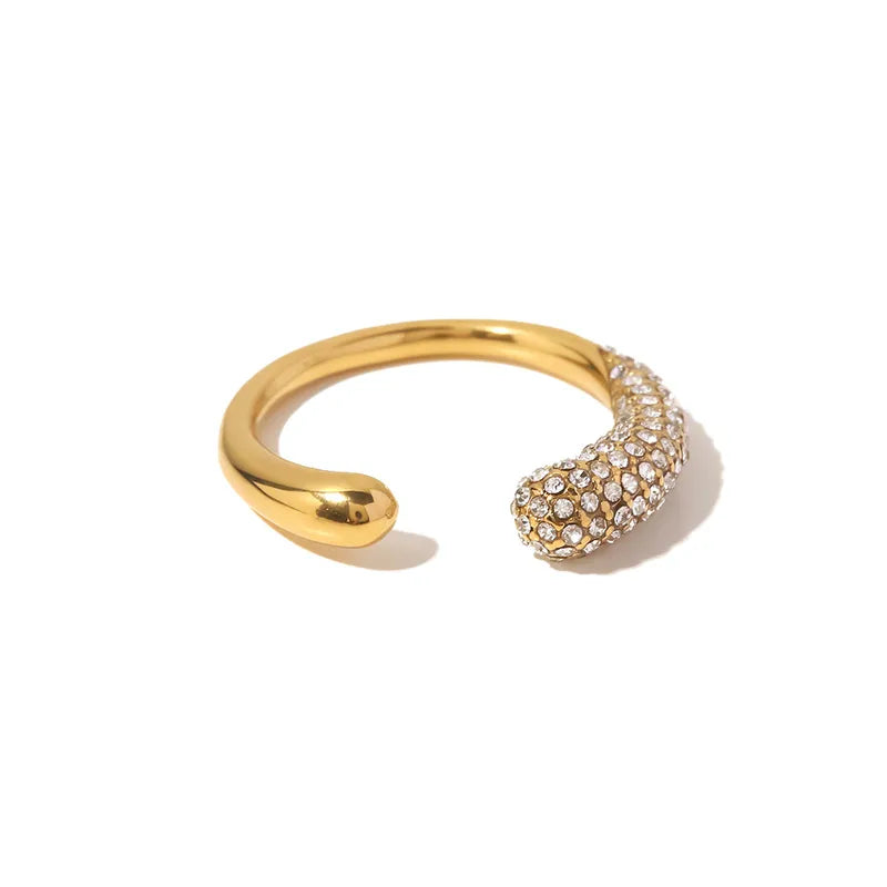 The Amore Waterproof 18K Gold Heart & Teardrop Open Ring