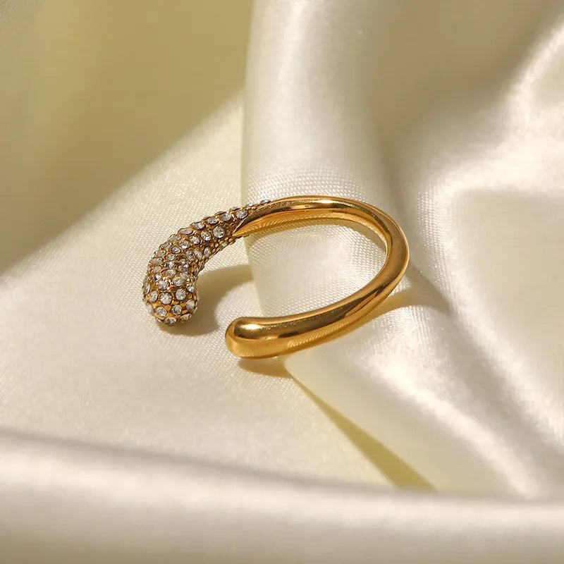 The Amore Waterproof 18K Gold Heart & Teardrop Open Ring