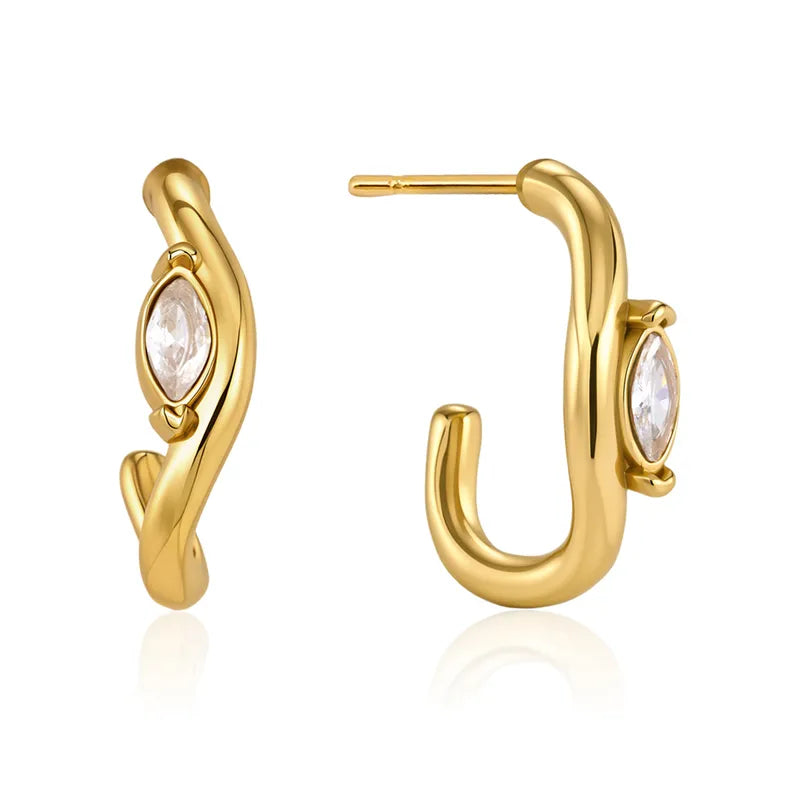 The Iris Waterproof 18K Gold Marquise Zircon C-Hoops
