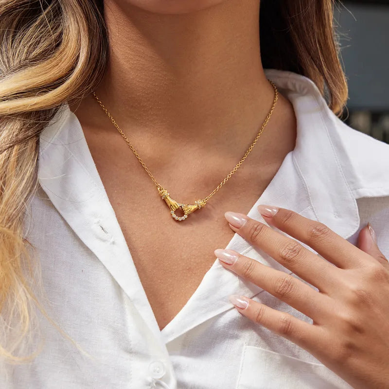 Tarnish-Free Stainless Steel Devotion Ring Pendant Necklace