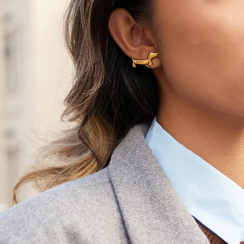 Tarnish-Free Stainless Steel Sculptural Molten Gold Pearl Earrings