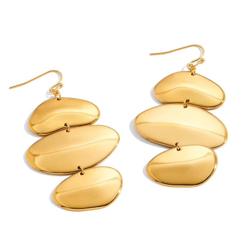 The Isla 18K Gold Plated Waterproof Irregular Tiered Discs